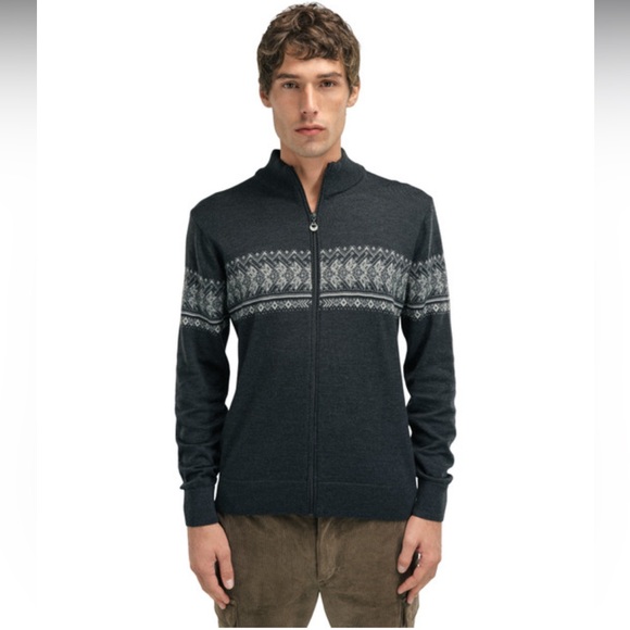 DALE OF NORWAY Hovden Men’s Full-Zip Merino Cardigan Sweater - Charcoal size S